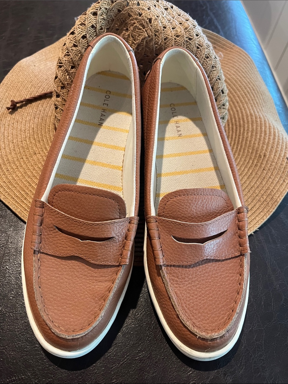 Cole Haan Brown Leather Slip-On Penny Loafers